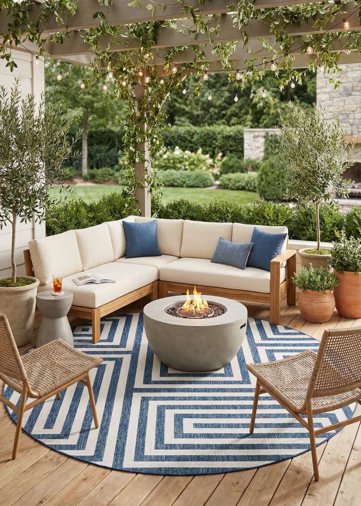 13' x 13' Easy-Clean Modern Indoor / Outdoor Round Rug