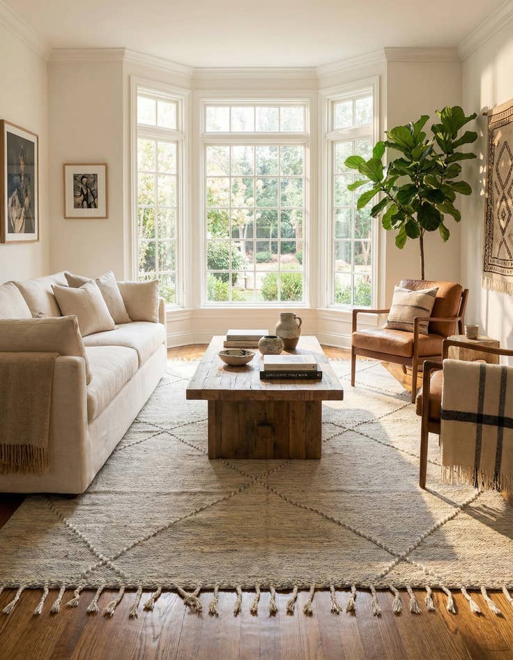 Detail image of  6' 8 x 9' 10  Hand Knotted Moroccan Wool Rug