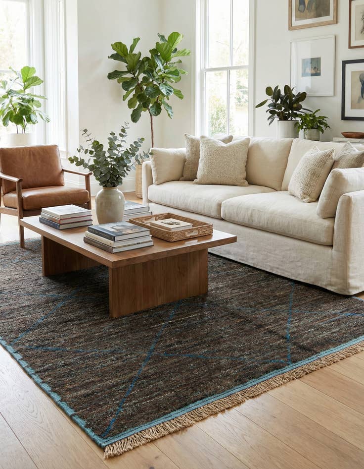 Detail image of 6' 3 x 9' 6  Hand Knotted Moroccan Wool Rug