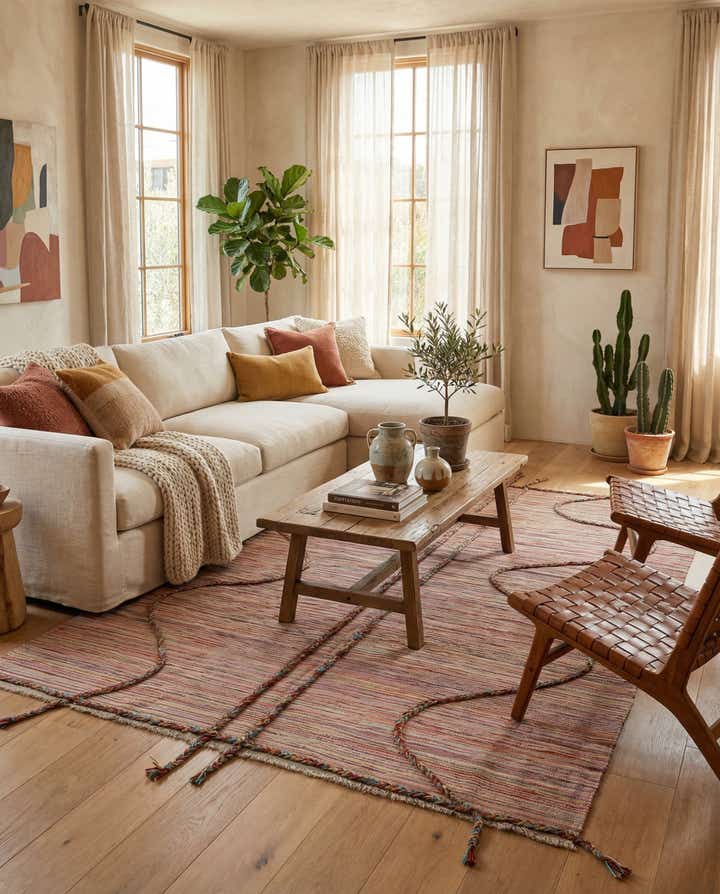 5' 2 x 8' 1 Hand Woven Kilim Modern Wool Rug