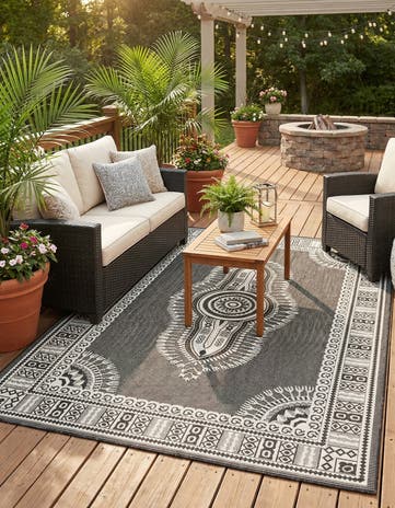 6' x 9' Easy-Clean Traditional Indoor / Outdoor Rug