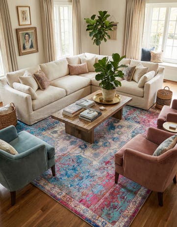 Tie Dye Washable Renaissance Square Rug