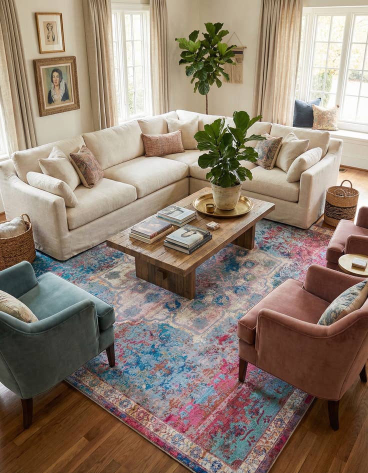 Detail image of 10' 6 x 10' 6  Washable Renaissance Square Rug