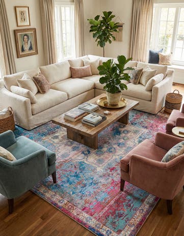 Tie Dye Washable Renaissance Square Rug