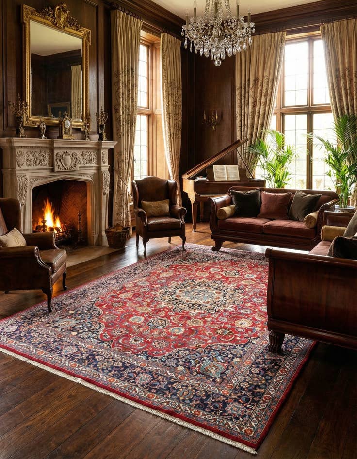 Detail image of 9' 9 x 13' 1 Mashad Wool Rug