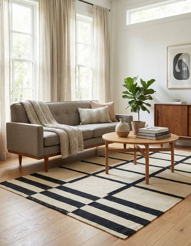 Detail image of 3' 5 x 5' 2  Hand Woven Kilim Modern Wool Rug