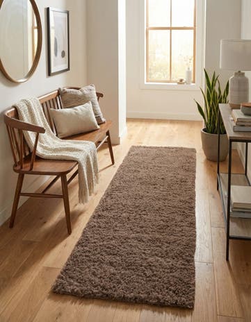 2' 7 x 10' Solid Shag Runner Rug