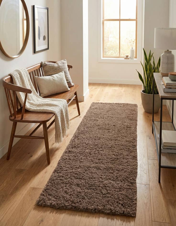 Detail image of 2' 7 x 10' Studio Solid Shag Runner Rug