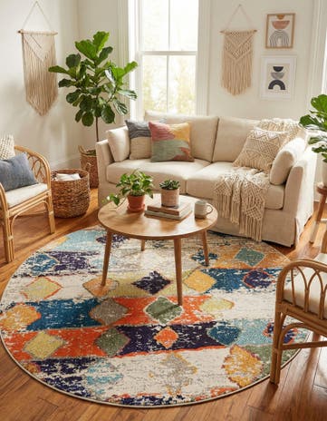 7' x 7' Washable Vivid Round Rug