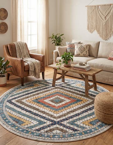 Blue Aramis Round Rug