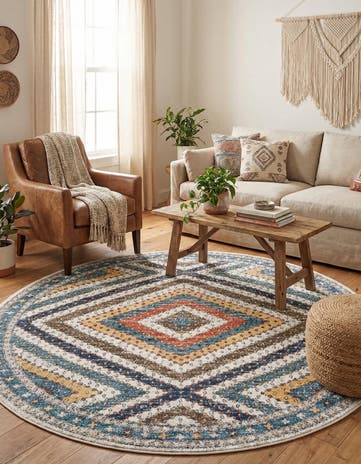 Blue Aramis Round Rug