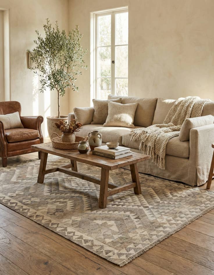 Detail image of  4' 2 x 6' 1  Hand Woven Kilim Maymana Wool Rug