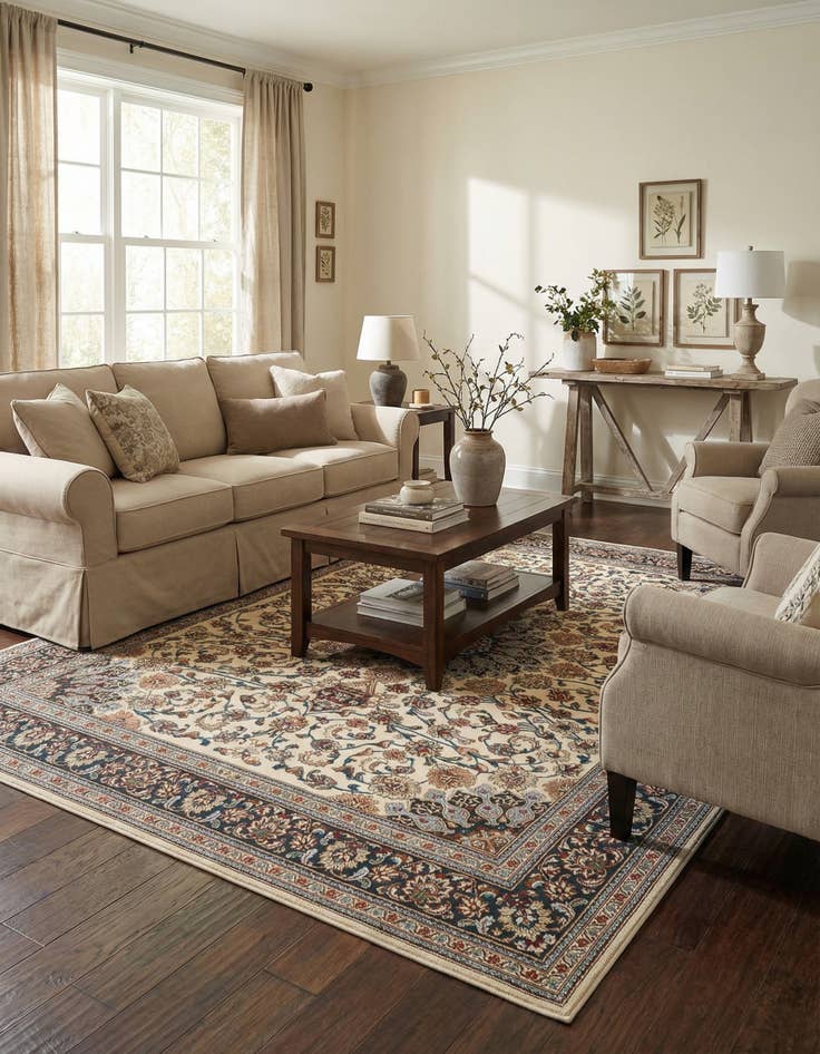 Detail image of  7' 10 x 10'  Washable Traditional Indoor / Outdoor Rug