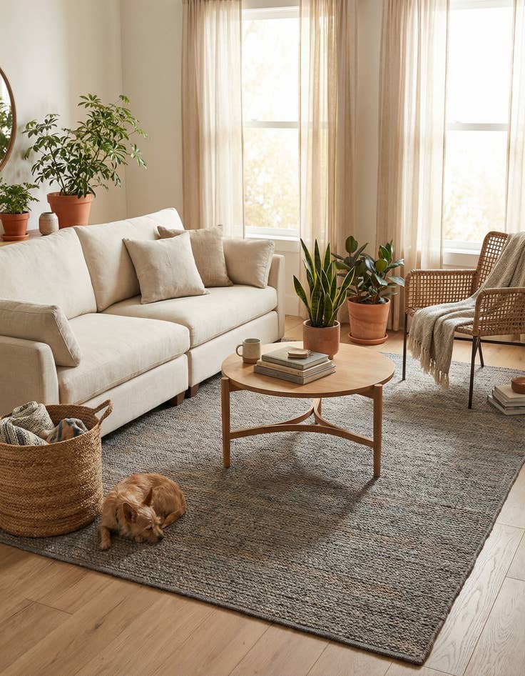 Detail image of 8' x 8'  Hand Braided Jute Square Rug