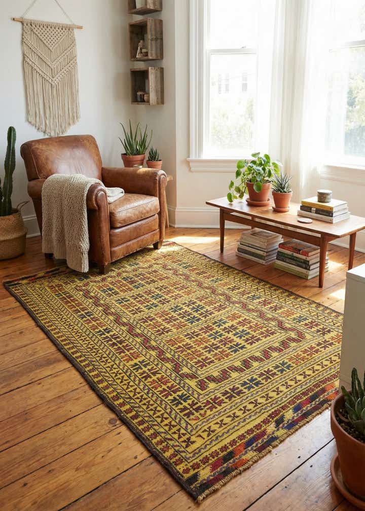 4' x 6' 2 Hand Woven Kilim Afghan Wool Rug