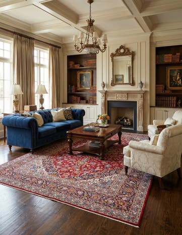 9' 7 x 13' 2 Hand Knotted Kashan Persian Wool Rug