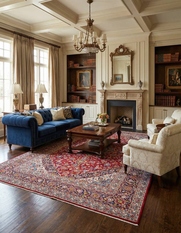 Detail image of 9' 7 x 13' 2  Hand Knotted Kashan Persian Wool Rug