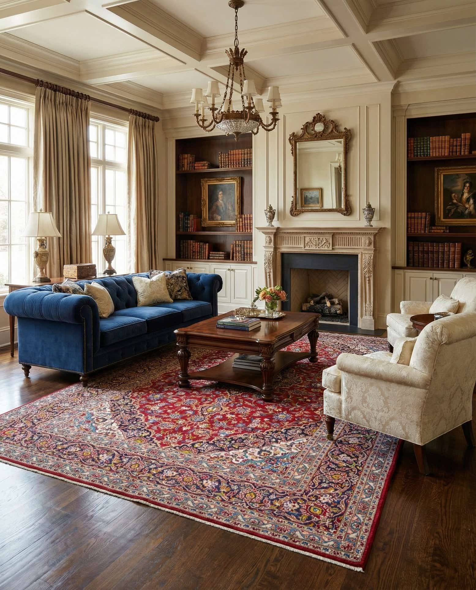 9' 7 x 13' 2 Hand Knotted Kashan Persian Wool Rug