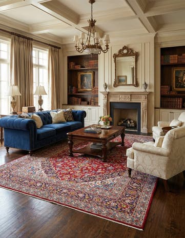 9' 7 x 13' 2 Hand Knotted Kashan Persian Wool Rug