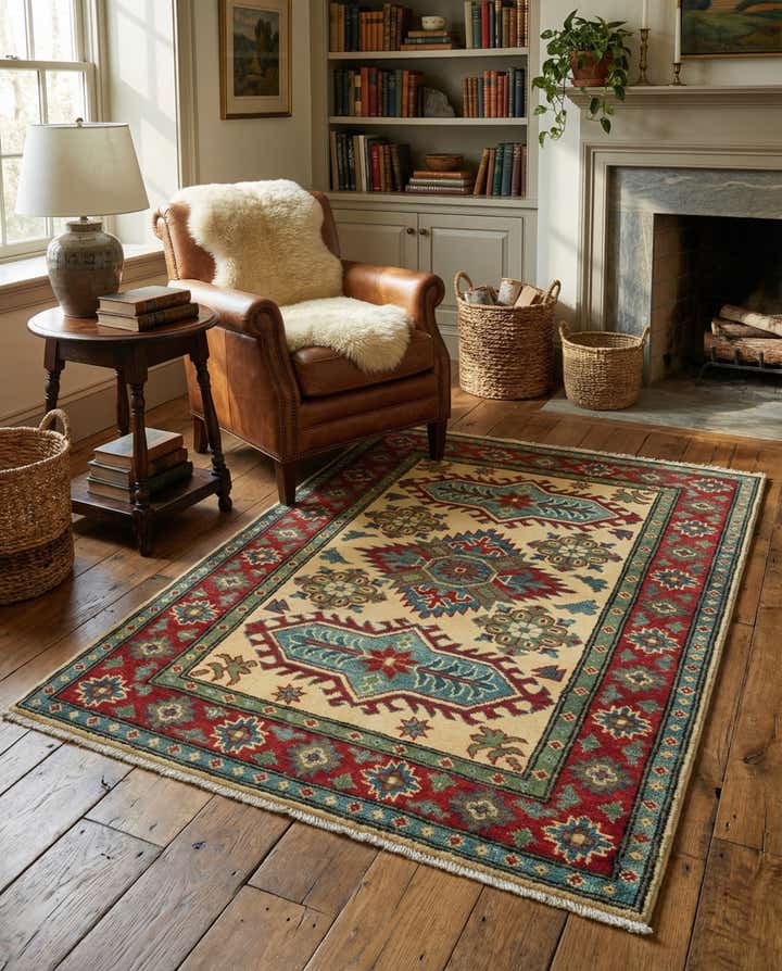 3' 3 x 4' 9 Hand Knotted Kazak Rug