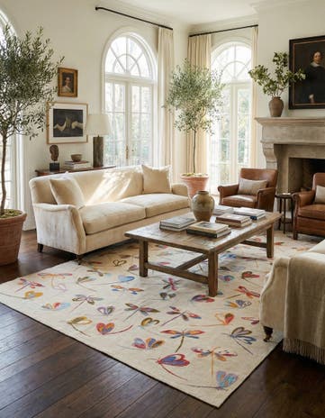 6' 7 x 9' 4 Hand Woven Kilim Suzani Wool Rug