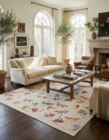 6' 7 x 9' 4 Hand Woven Kilim Suzani Wool Rug