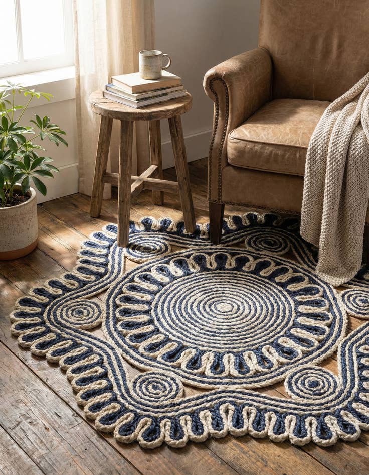 Detail image of 2' x 2'  Hand Braided Jute Round Rug