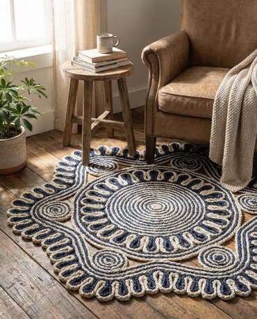  2' x 2'  Hand Braided Jute Round Rug