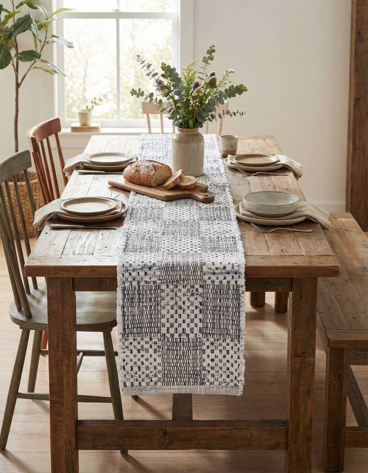 Detail image of 1' 2 x 10'  Hand Woven Chindi Cotton Table Runner Rug