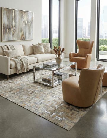 5' x 7' 10 Cowhide Leather Rug