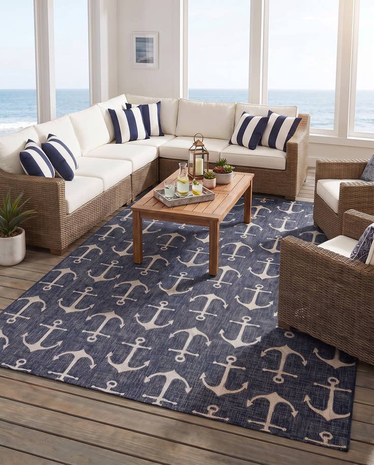 Detail image of 10' x 14' Easy-Clean Coastal Indoor / Outdoor Rug