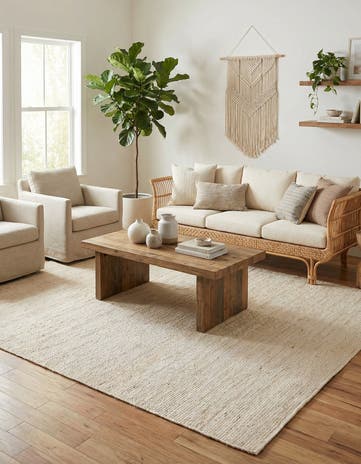 White Handmade Braided Jute Rug