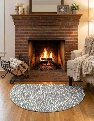 Gray Handmade Braided Chindi Hearth Rug
