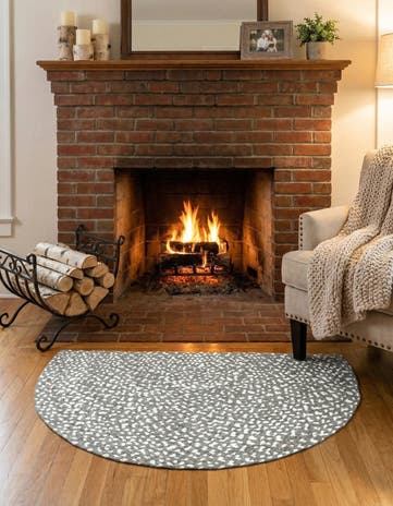 Gray Handmade Braided Chindi Hearth Rug