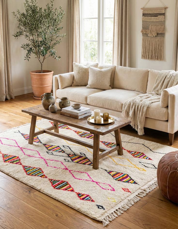 Detail image of 5' 2 x 6' 3  Hand Knotted Moroccan Wool Rug