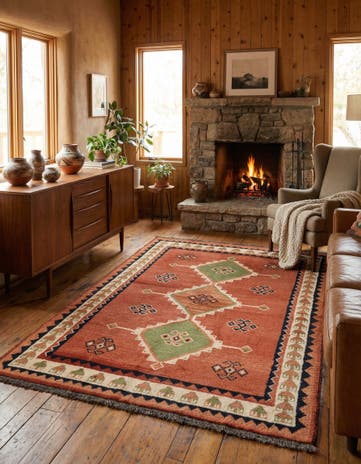 5' 7 x 7' 1 Hand Knotted Gabbeh Persian Wool Rug