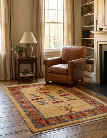 3' 5 x 5' 6 Hand Knotted Ziegler Wool Rug