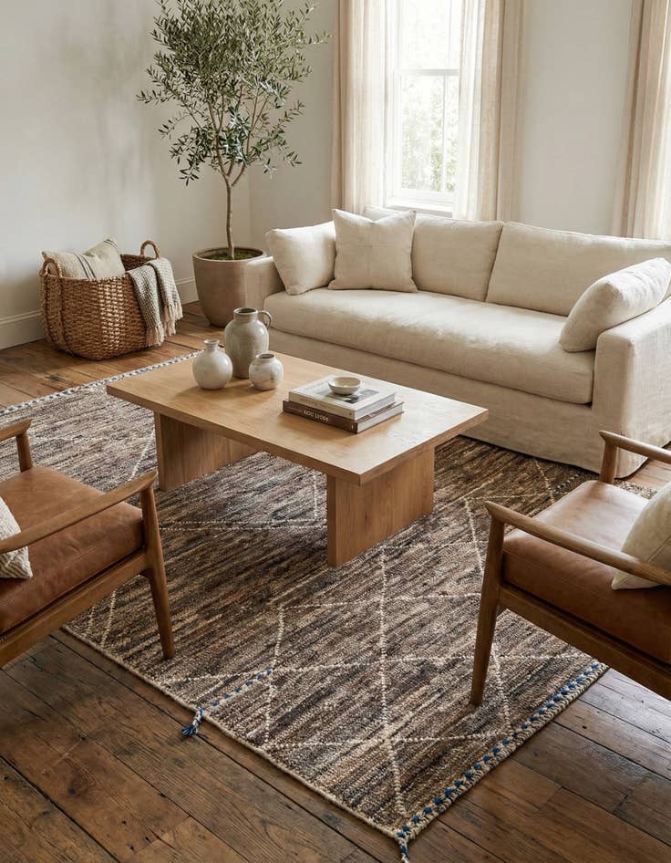 Detail image of 4' 1 x 6' 1  Hand Knotted Moroccan Wool Rug