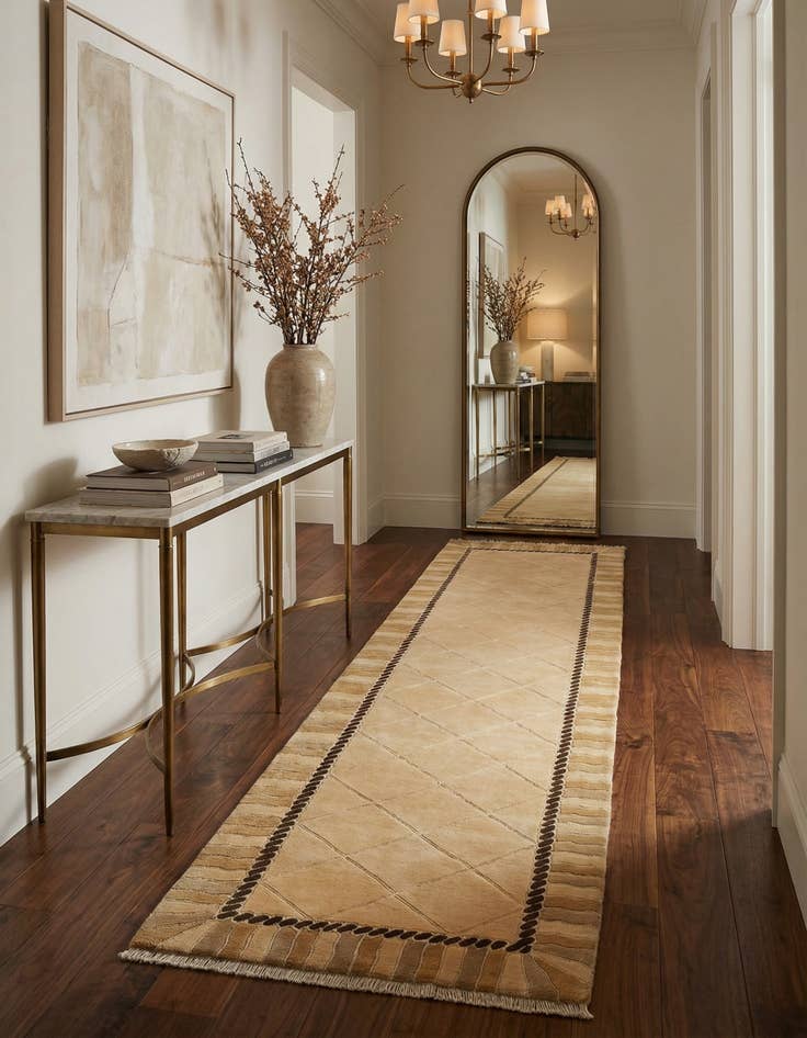 Detail image of 3' 5 x 13' 9  Hand Knotted Darya Wool Runner Rug