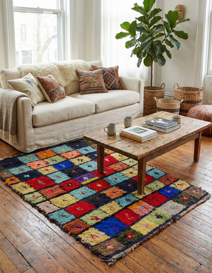 Detail image of  3' 9 x 5' 7  Hand Knotted Moroccan Wool Rug