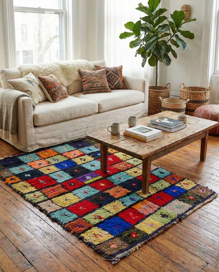 3' 9 x 5' 7 Hand Knotted Moroccan Wool Rug