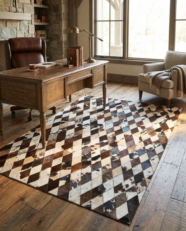 Detail image of 4' 8 x 6' 9 Cowhide Stocks Rug