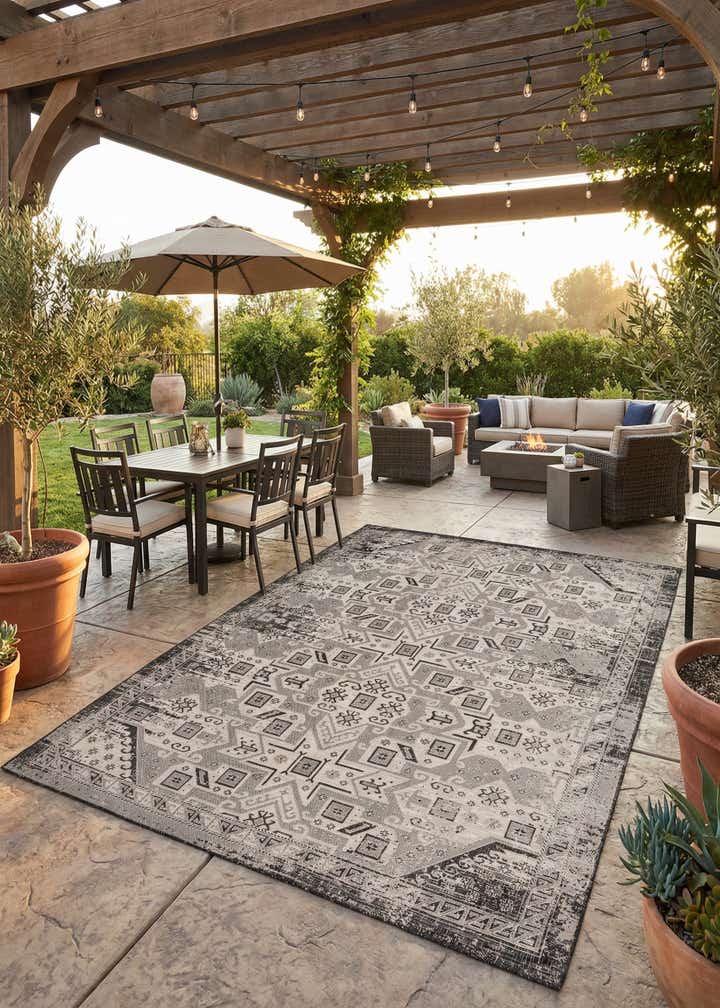 10' x 13' Easy-Clean Aztec Indoor / Outdoor Rug