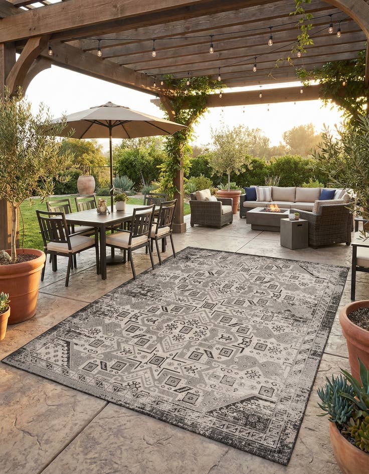 Detail image of 10' x 13'  Washable Aztec Indoor / Outdoor Rug