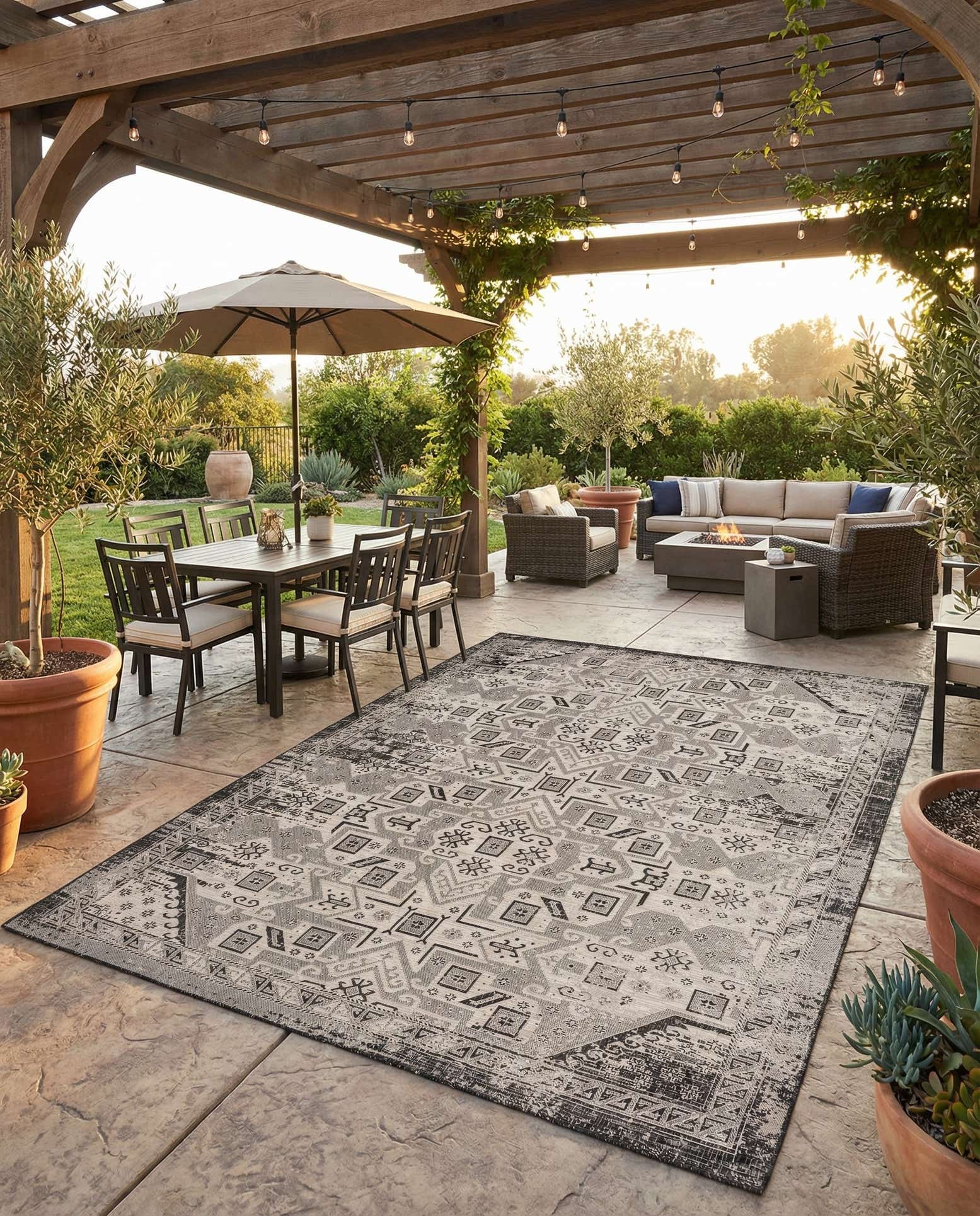 10' x 13' Easy-Clean Aztec Indoor / Outdoor Rug