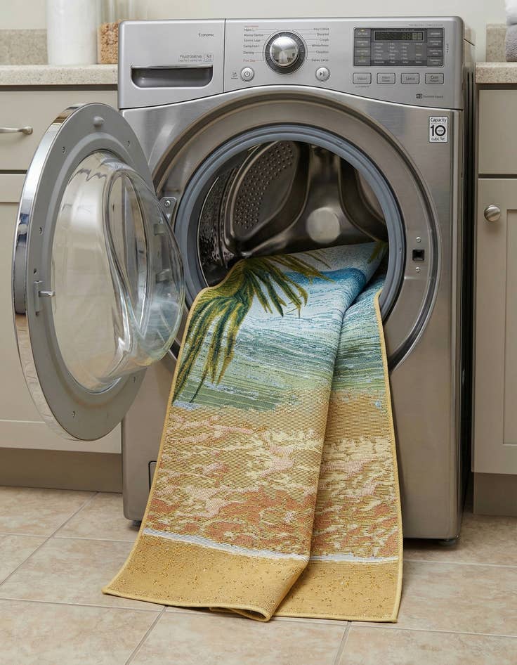 Detail image of 2' 7 x 5' 3  Washable Coastal Indoor / Outdoor Runner Rug