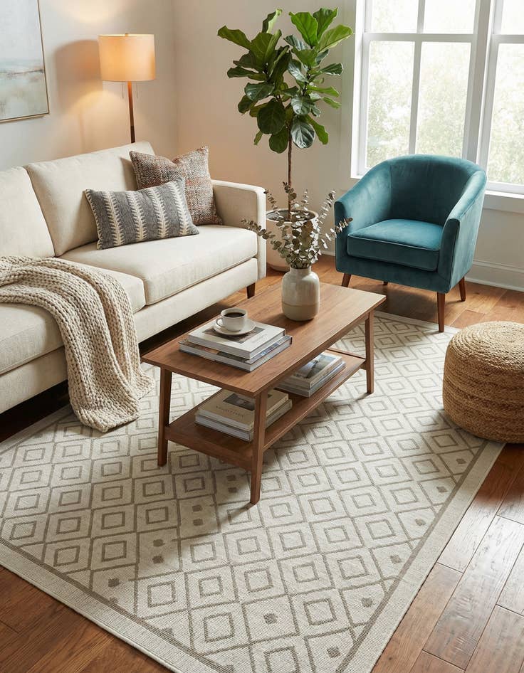 Detail image of 6' x 9'  Washable Trellis Indoor / Outdoor Rug