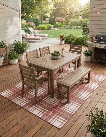 9' x 12' Easy-Clean Checkered Indoor / Outdoor Rug