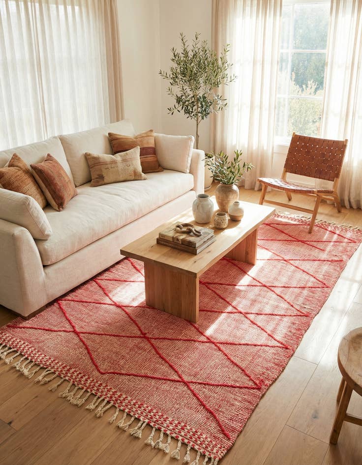 Detail image of 4' 10 x 8' 7  Hand Knotted Moroccan Wool Rug