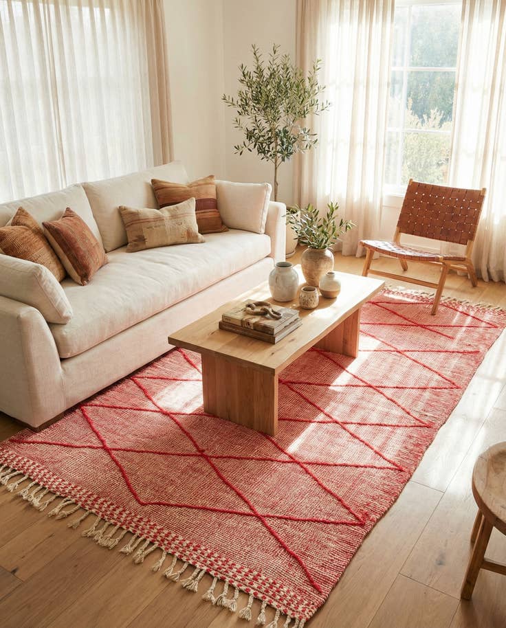 Detail image of 4' 10 x 8' 7 Hand Knotted Moroccan Wool Rug